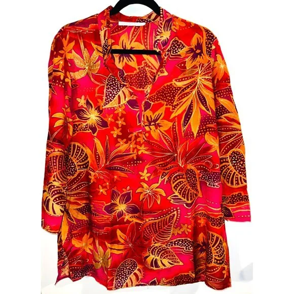 Vintage Ballinger Gold Womens Vivid Blouse Size Medium Long Sleeve - Picture 2 of 4